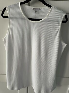 Allison Daley White Ribbed Sleeveless Tank